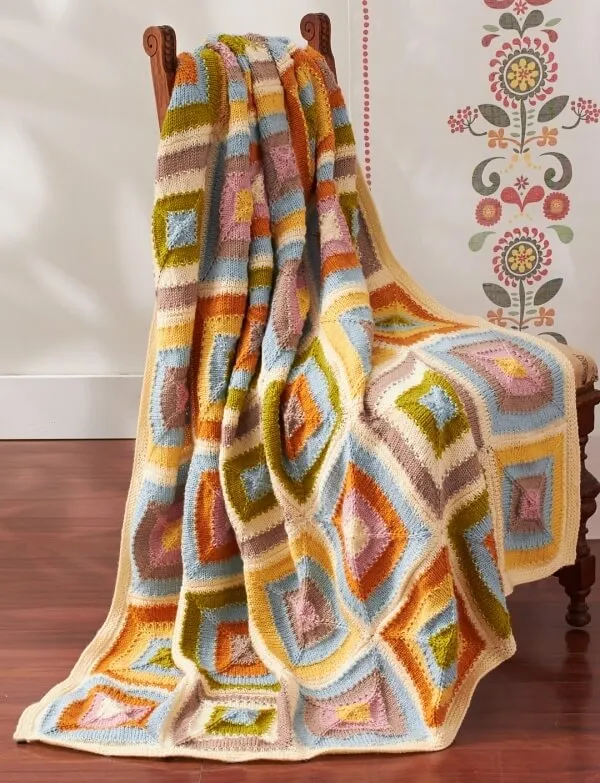 Vintage Patchwork Blanket Knitting Pattern